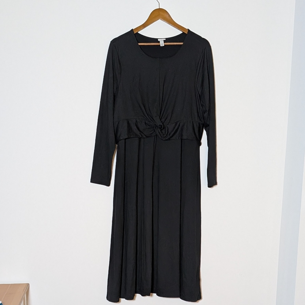 Women's Long Sleeve Twist-Front Midi Dress‎ - A New Day Black 1X - Picture 6 of 6